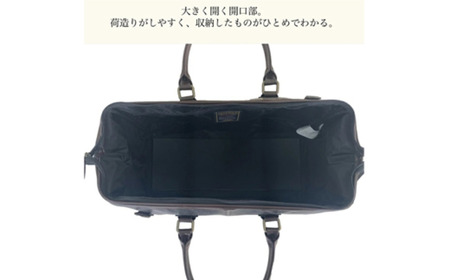 白化合皮 筒形ボストン 黒 10440-01 / 平野鞄 ボストンバッグ トラベルバッグ 旅行カバン 両開きファスナー 1泊 チャックダレス 旅行 出張 ゴルフ ジム レトロ ヴィンテージ おしゃれ 高級 豊岡製鞄 日本製 かばん カバン バッグ 鞄