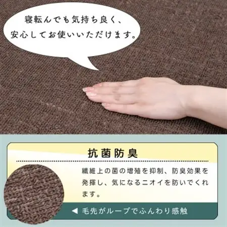 カーペット 江戸間 3畳 防音 抗菌防臭 厚手 ツワブキ 176×261cm ブラウン 日本製【1638808】