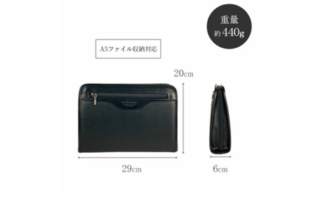 パンチング三角ポーチ大 黒 25963-01 / 平野鞄 ポーチ セカンドバッグ カード入れ ペン差し A5ファイル収納対応 出し入れしやすい ループハンドル フォーマル シンプル デザイン 高級 豊岡製鞄 日本製 かばん カバン バッグ 鞄