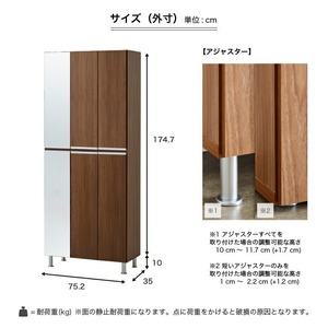 【開梱設置】シューズボックス 【リアル 75 HI板 左姿見】 グレイシーオーク_開梱設置 シューズボックス リアル 75 HI板 左姿見 大川家具 グレイシーオーク 靴箱 可動棚 お洒落 国内製造 お取り寄せ 福岡県 久留米市 送料無料 〔Qd065-05〕
