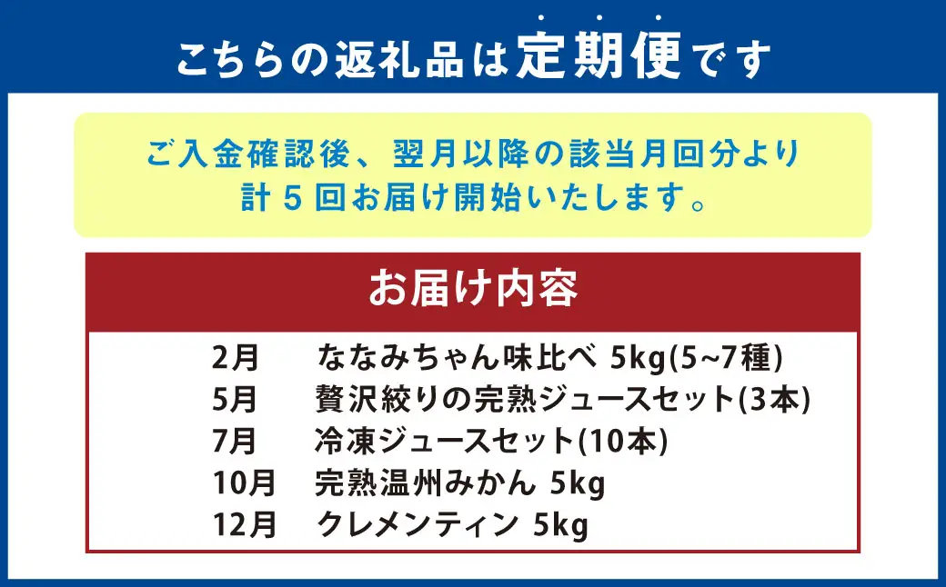 【5回定期便】 田島柑橘園の柑橘定期便　ミカン みかん クレメンティン 温州みかん 完熟 完熟みかん 味比べ 果物 フルーツ 柑橘 ジュース フルーツジュース 飲料 みかんジュース 完熟ジュース 冷凍ジュース 贅沢絞り セット 定期便 佐賀県 太良町 SD1x1