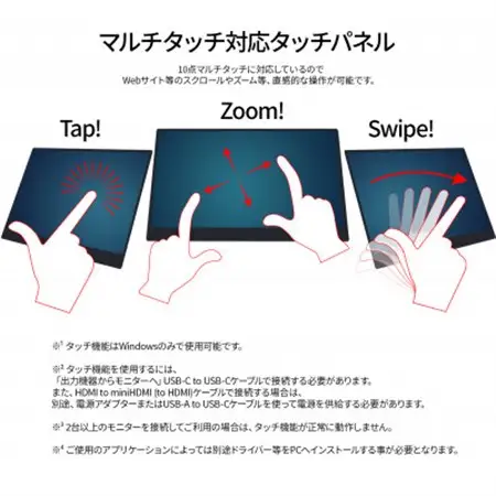 液晶モニター(モバイルモニター) 13.3型ワイド　フルHD(1920×1080)タッチパネル対応_モバイルモニター フルHD タッチパネル 13.3型_【1622919】