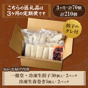 【3ヶ月定期便】一徹堂・冷凍生餃子(60個)＆生春巻き(10本)セット