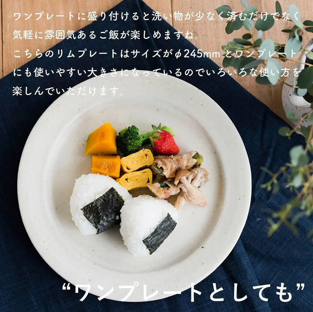 リムプレートL（生成り）s18-di13-A7【信楽焼・明山】