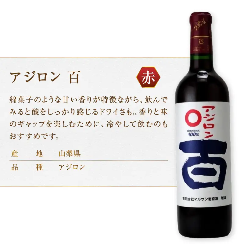 ワイン マルサン葡萄酒 ベリーＡ 百 アジロン 百 甲州 百 各2本 計6本セット（MG）D7-663