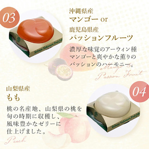 渋谷西村 国産フルーツゼリー（6個入） [渋谷西村フルーツパーラー道玄坂店]  【036011】ﾌﾙｰﾂｾﾞﾘｰ 果物 ｵﾘｼﾞﾅﾙ 国産 完熟 種無し 皮ごと ぶどう ｼｬｲﾝﾏｽｶｯﾄ あまおう 苺 ﾏﾝｺﾞｰ 桃 ﾌﾞﾙｰﾍﾞﾘｰ 西洋梨
