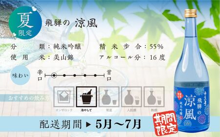 《2026年お届け 先行予約》夏限定 涼風 日本酒 720ml 日本酒 白真弓 晩酌 純米吟醸 蒲酒造場［Q2933pi］8000円 8千円 酒 アルコール 地酒 季節のお酒 季節限定 飛騨市