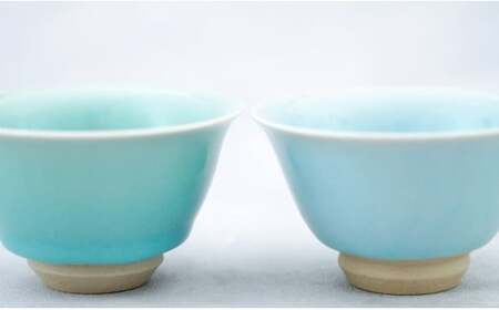 有田焼 翡翠・天青茶杯 【 茂正工房 】 梶原大敬 中国茶器 湯呑み コップ 陶器 器 食器 青磁 手作り 作家もの セット 35000円 3.5万円 A35-610