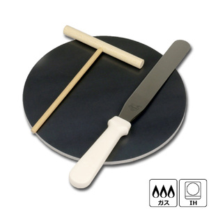 1055 ZEOOR 家庭でおいしく焼ける クレープメーカー 直径25cm 250mm 本格クレープ鉄板 トンボ スパチュラ付き IH対応 CR60[sanitize]12P