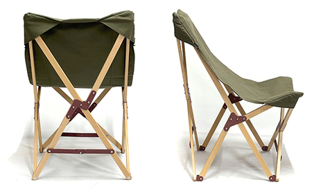 折りたたみ椅子 オリーブ色 PARAGON FOLDING CAMP CHAIR (BEECH MATERIAL / 15oz DUCK FABRIC SEAT OLIVE)
