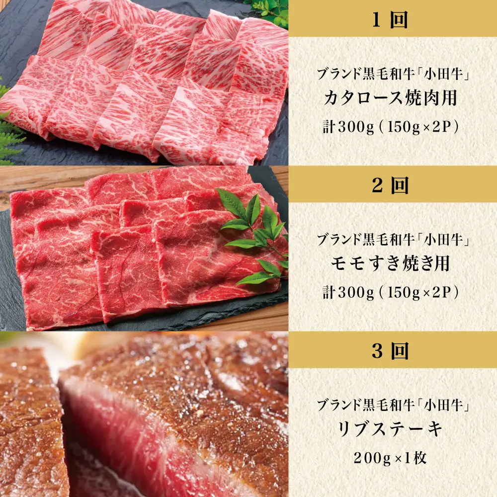 【全5回】プレミアムブランド「小田牛」定期便［肉三昧］ 鹿児島県産 黒毛和牛 ステーキ リブステーキ すき焼き 焼肉 BBQ カタロース カルビ モモ ソース 冷凍 小田畜産 南さつま市
