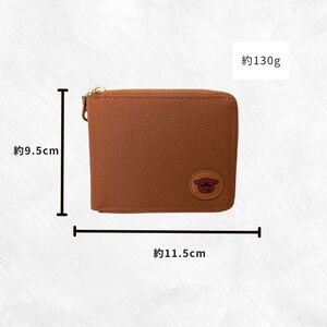 チーバくん（顔）　牛革　二つ折りファスナー財布（オレンジ） ／ チーバくん 財布 サイフ さいふ 二つ折り財布 革 革製品 牛革 レザー 革小物 クラフト 送料無料