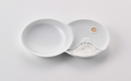 【陶器市特集】【波佐見焼】小分け豆皿 4枚セット 金彩銀彩 富士山・雲 【重山陶器】「[ZB35]