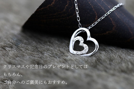 ネックレス ハート プラチナ PT900 ダイヤモンド 0.04ct ダブルハート 【f095-pt】 [オーダーメイドジュエリーメイ 山梨県 韮崎市 20745084] 