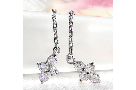 ピアス プラチナ PT900 ダイヤモンド 0.2ct クロス 【f104-pt】 [オーダーメイドジュエリーメイ 山梨県 韮崎市 20745083] ジュエリー アクセサリー かわいい 十字架 チェーン レディース ダイヤ 揺れるピアス