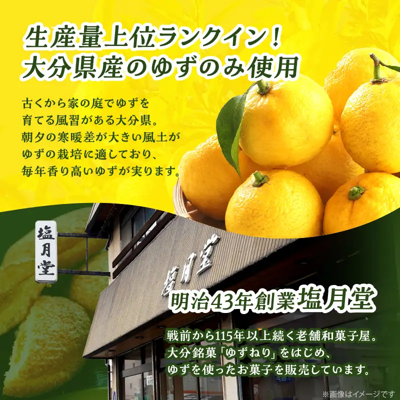 【別府限定】老舗和菓子店「塩月堂老舗」の塩月のゆずまん（6個入り）_B097-024-01