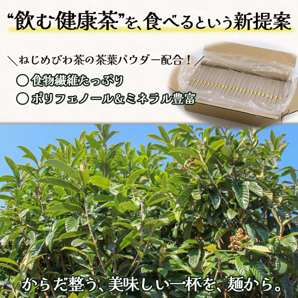 九州産 ねじめびわ茶麺 業務用 50g100束入 TO-5| 麺 めん 乾麺 和風 洋風 中華風 びわ茶 ラー麦 コシ のどごし 温麺 冷麺 鹿児島県 南大隅町 十津川農場
