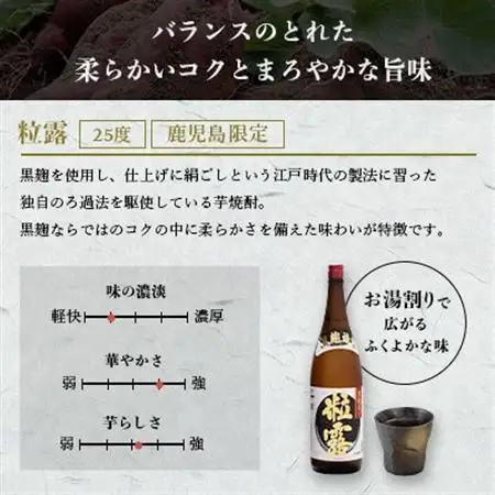 【毎月定期便】鹿児島限定粒露と黒白波 1.8L×各1本セット DD0-0022 全3回【配送不可地域：離島】【4070921】