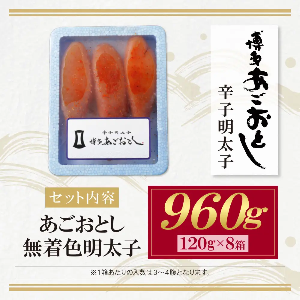 Z08-20 寄附額改定↓↓ あごおとし無着色明太子960g（120g×8）明太子