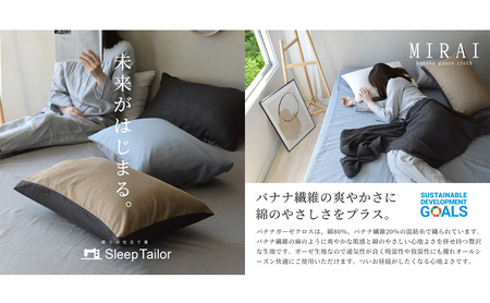 枕カバー 43×63cm枕用 バナナガーゼクロス(R)MIRAI 日本製 綿 バナナ繊維 SDGs リバーシブル MIRAI アースブルー×ストーングレー 静岡 浜松市