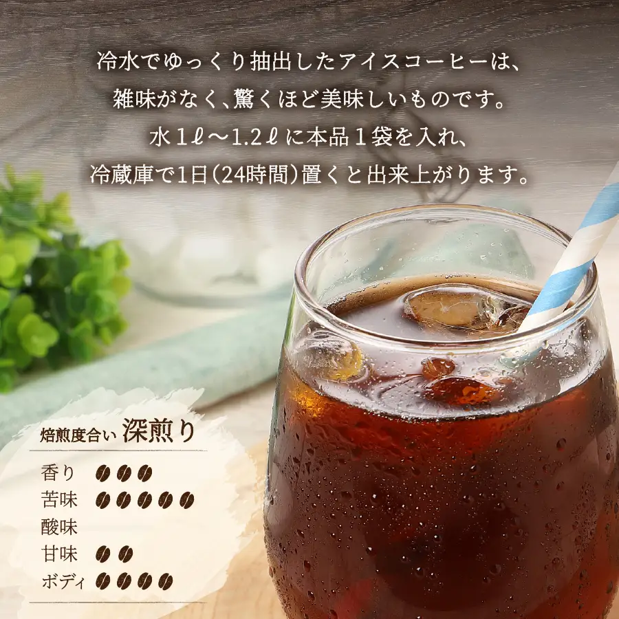 【メール便発送】水出しアイスコーヒー　60g×3パック 珈琲 水出し アイスコーヒー 粉 コーヒー 自家焙煎 珈琲 メール便発送