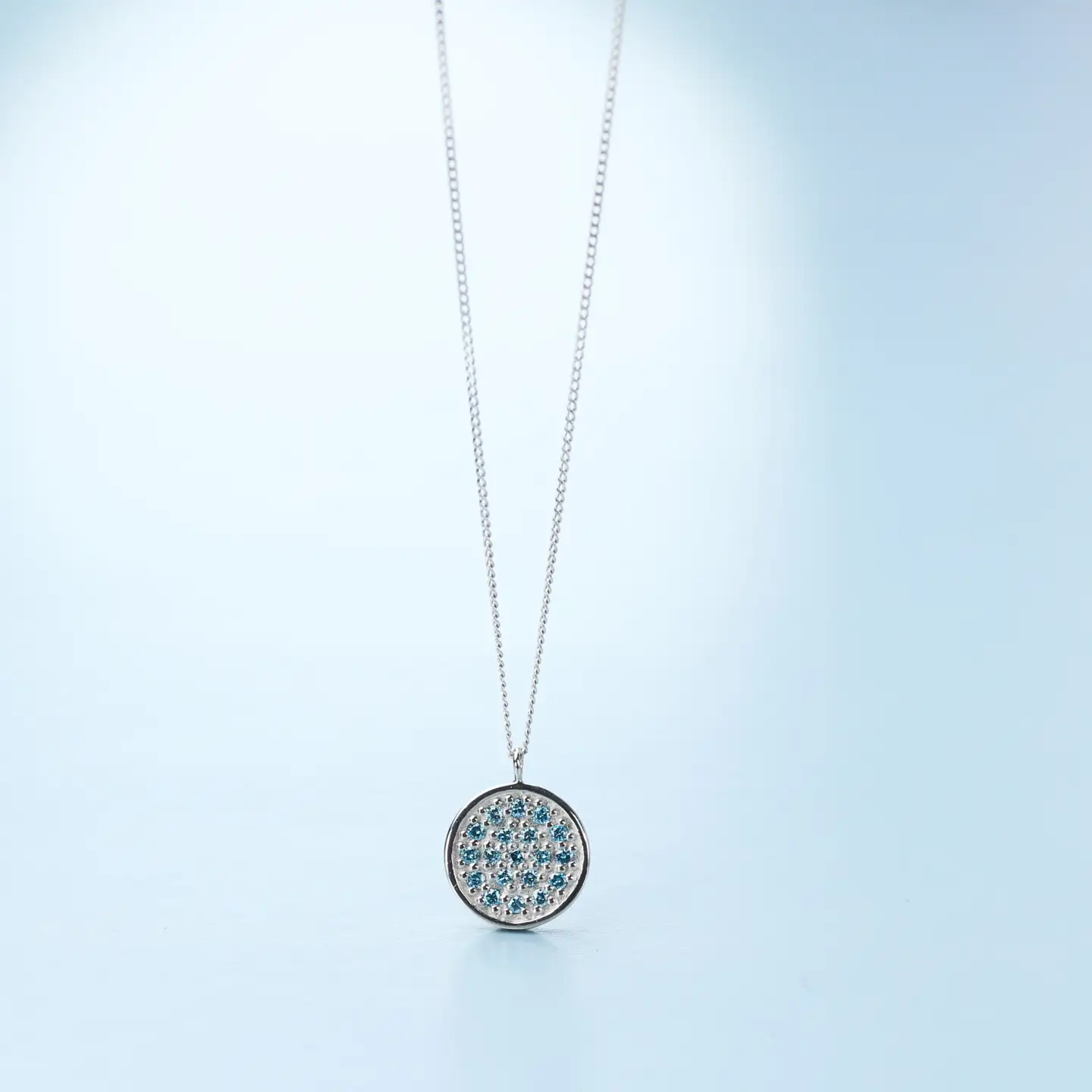プラチナ900 ラボブルーダイヤ0.095ct パヴェネックレス PT900-N002BL / ブルーダイヤモンド アクセサリー ギフト プレゼント