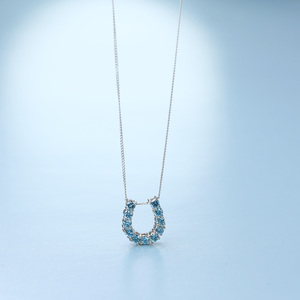 プラチナ900 ラボブルーダイヤ0.363ct 馬蹄ネックレス PT900-N007BL[AM319] / ブルーダイヤモンド アクセサリー ギフト プレゼント