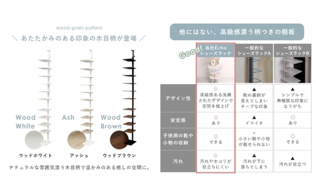 突っ張り シューズラック Echo エコー シューズ ラック 省スペース スリム 突っ張り棒 棚 靴箱 下駄箱 シューズボックス オープン 収納 収納家具 インテリア 家具 兵庫 兵庫県 小野市 アッシュ