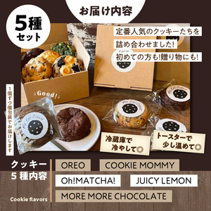 定番人気クッキー5種セット  クッキー 焼菓子 洋菓子 チョコレート 抹茶 オレオ レモン 奈良県 生駒市 送料無料