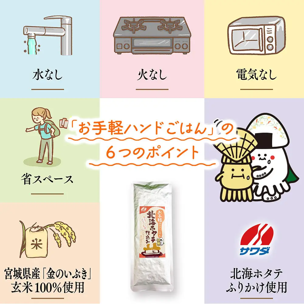 【ふるさと納税】【訳あり】玄米100％ お手軽ハンドごはん 北海ホタテ 120g×5パック　 セット レトルト パウチ 非常食 防災 アウトドア ゴロっと北海ホタテの焦がし醤油 ほたて 帆立 澤田食品