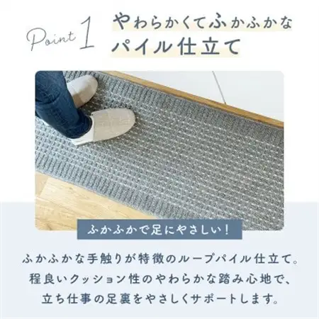 泉州産 洗えるキッチンマット 45×210cm　ネイビー(cubedot)【1649921】