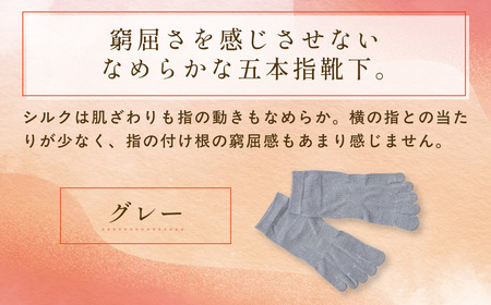京都西陣の絹糸屋さん「なめらかフィット。」シルク5本指靴下 スニーカー丈 (グレー×1点) ふるさと納税 福知山市 人気 おすすめ ランキング 五本指靴下 シルク 肌ざわり 履き心地 快適 通気性 吸湿性 放湿性 スニーカー丈 ファッション スニーカー 【fc-FA004-C】【株式会社中忠商店】