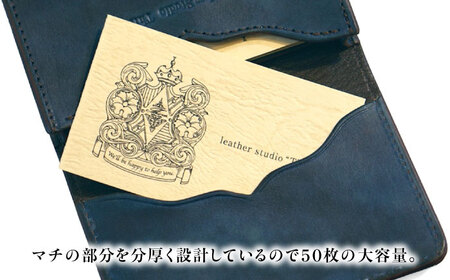 天然藍染め福山レザー名刺入れ 「テテ」濃藍 名刺入れ [BACM017]