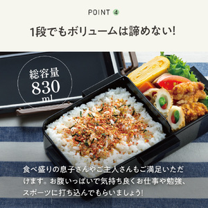 保冷バッグ付抗菌弁当箱 1段 容量830ml ブラック 弁当箱 ランチボックス 5-140