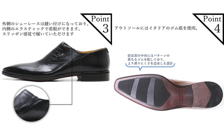 クインクラシコ 革靴 62002 (カラー：ブラック、サイズ：26.5cm) ビジネスシューズ 本革 サイドレース エラスティック スリッポン 牛革 フォーマル_0207-014-T06-1-5