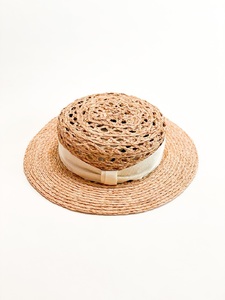 Mia Hat Lace Canotier 002 レース キャノチェ 麦わら帽子【White】 帽子 ホワイト カンカン帽 58cm 天然草木 リボン ファッション カジュアル フェミニン 日本製 ギフト プレゼント 旅行 アウトドア 北杜市  [h333]