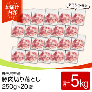 鹿児島県産豚肉切落としセット(計5㎏) 国産 九州産 鹿児島県産 豚肉 ぶた肉 肉 切り落とし 切り落し きりおとし おかず 野菜炒め お弁当 煮物 小分け 冷凍 【TRINITY】_y561