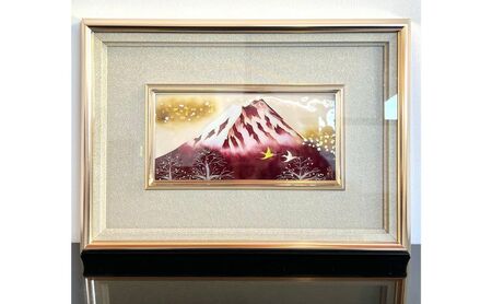 七宝額絵《飛翔文様富士》額絵 絵 絵画 額装 インテリア 装飾品 工芸 工芸品 伝統工芸 伝統 七宝 七宝焼き しっぽうやき 焼き物 芸術 芸術品 作品 芸術作品 工芸作品 受注生産 職人 職人技 富士山 富士 山 風景 風景画