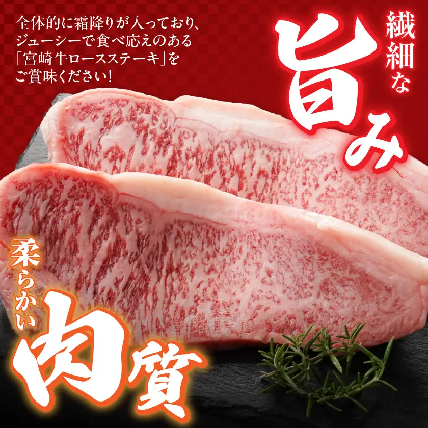 宮崎牛ロースステーキ2枚(合計400g)〔MJ-N303〕_(都城市) 宮崎県 都城市産 宮崎牛 ロース ステーキ 霜降り