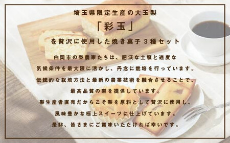 彩玉梨のスイーツ3種セット パウンドケーキ1個 フィナンシェ3個 プチガトー3個　【11246-0310】