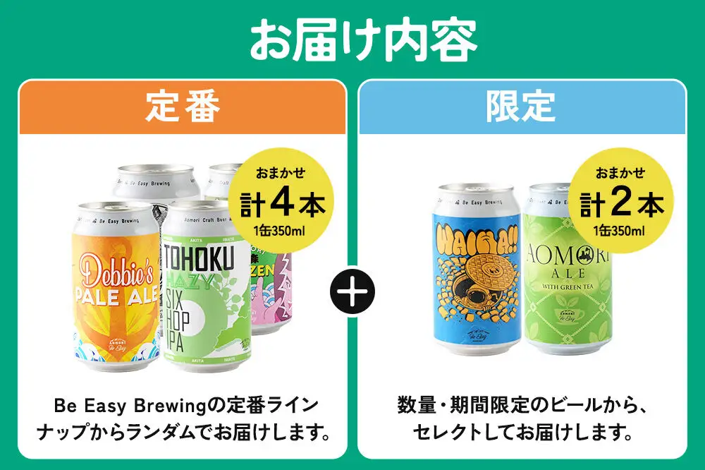 クラフトビール 定番4種と限定2種 6缶セット 350ml 各1缶 Be Easy Brewing ギャレスのアジト