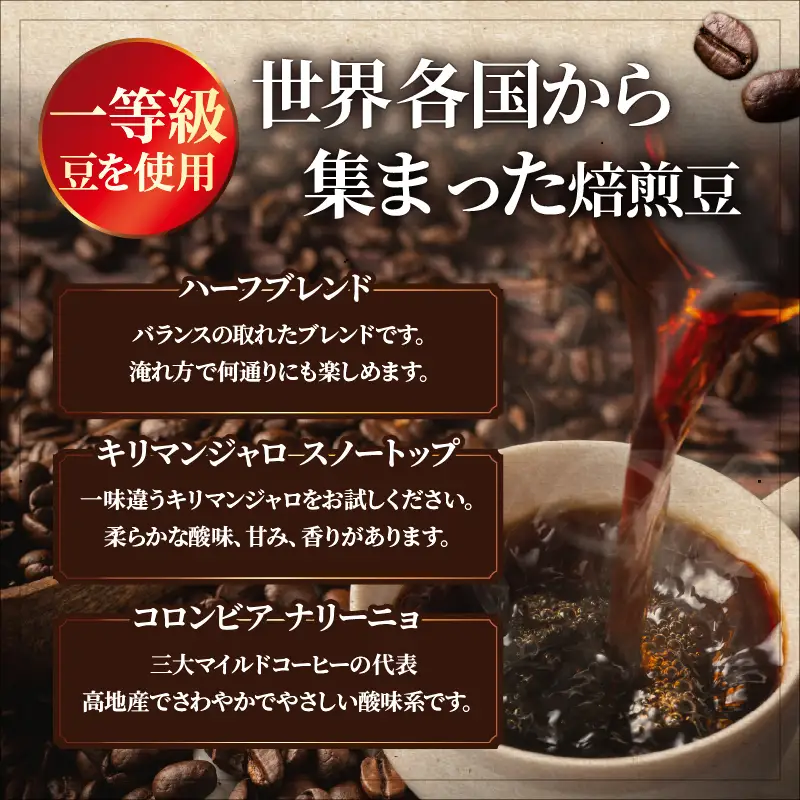 『自家焙煎珈琲』ストレートコーヒー豆お楽しみセット(3種類)_B027-009