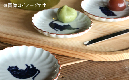 【波佐見焼】呉須猫 小皿 〈へそ天〉　3点セット 食器【西海陶器】[OA477]
