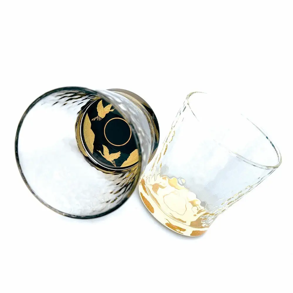 みよし漆器本舗 紀州塗り ぬりもん de Verre フリーグラス 蒔絵 万葉鶴 単品 黒 250ml
