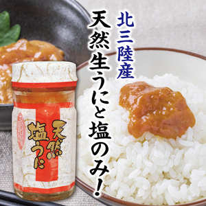【北三陸産生うに100％使用】 天然塩うに 瓶詰 60g １本 ミョウバン不使用 うに瓶 雲丹 ウニ冷凍