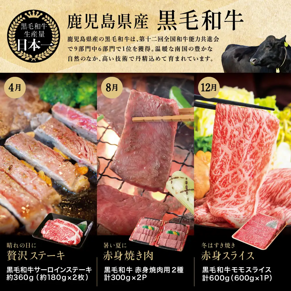 【定期便 全6回】スターゼン厳選お肉の定期便（鹿児島県産黒毛和牛・黒豚） 牛肉 豚肉 サーロイン ステーキ 切り落とし しゃぶしゃぶ 焼肉 すき焼き もも モモ バラ ロース スライス 小分け 定期便 冷凍 スターゼン 南さつま市