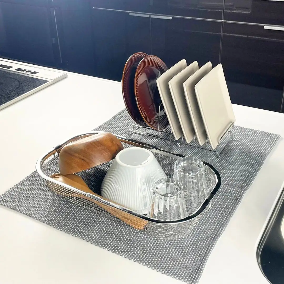すっきり暮らすセット（浅型+ディッシュラック） 水切りかご ステンレス 食洗機対応 燕三条製 [ビーワーススタイル] 【012S151】