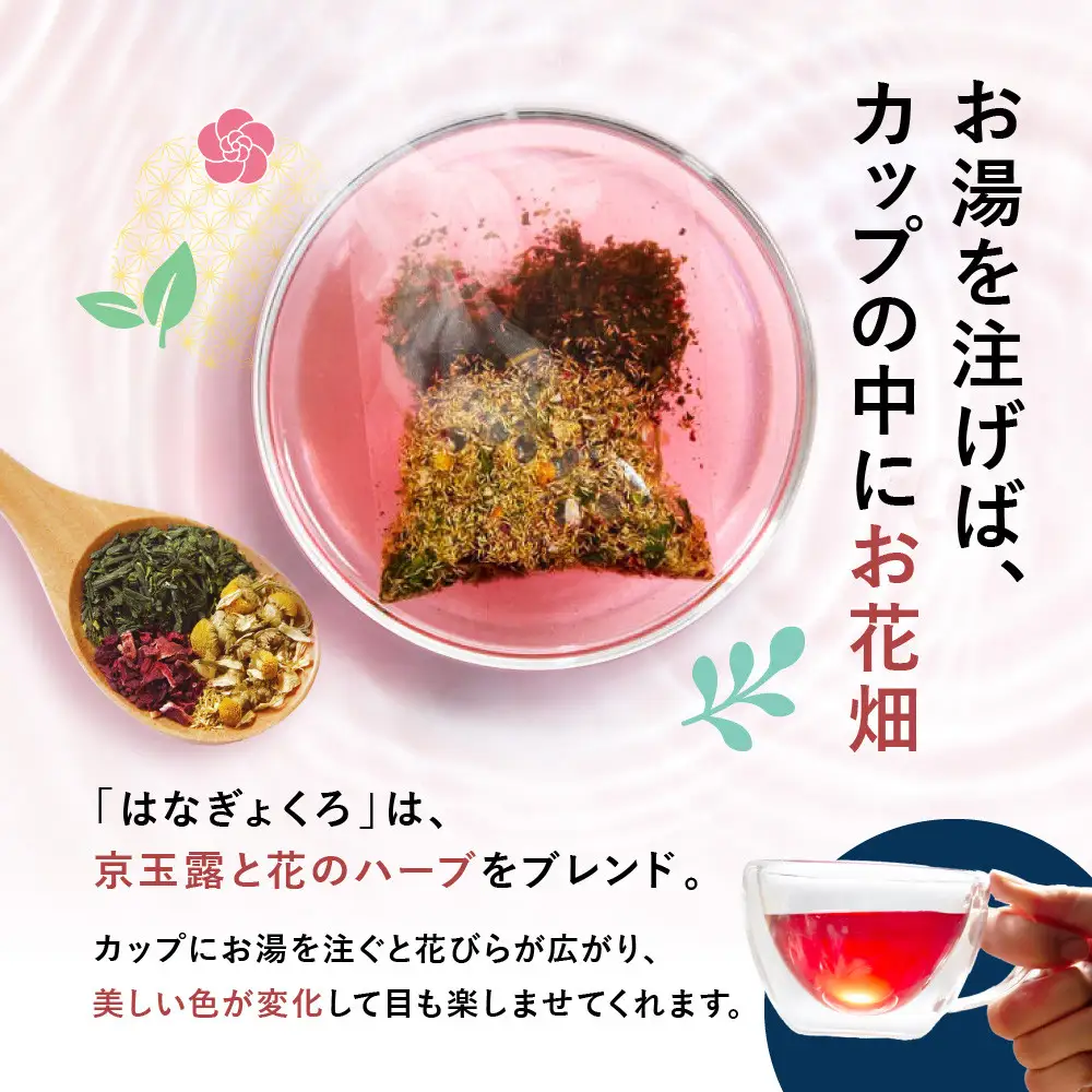 【京都ぎょくろのごえん茶】4色の玉露ハーブティー はなぎょくろ 飲み比べセット
