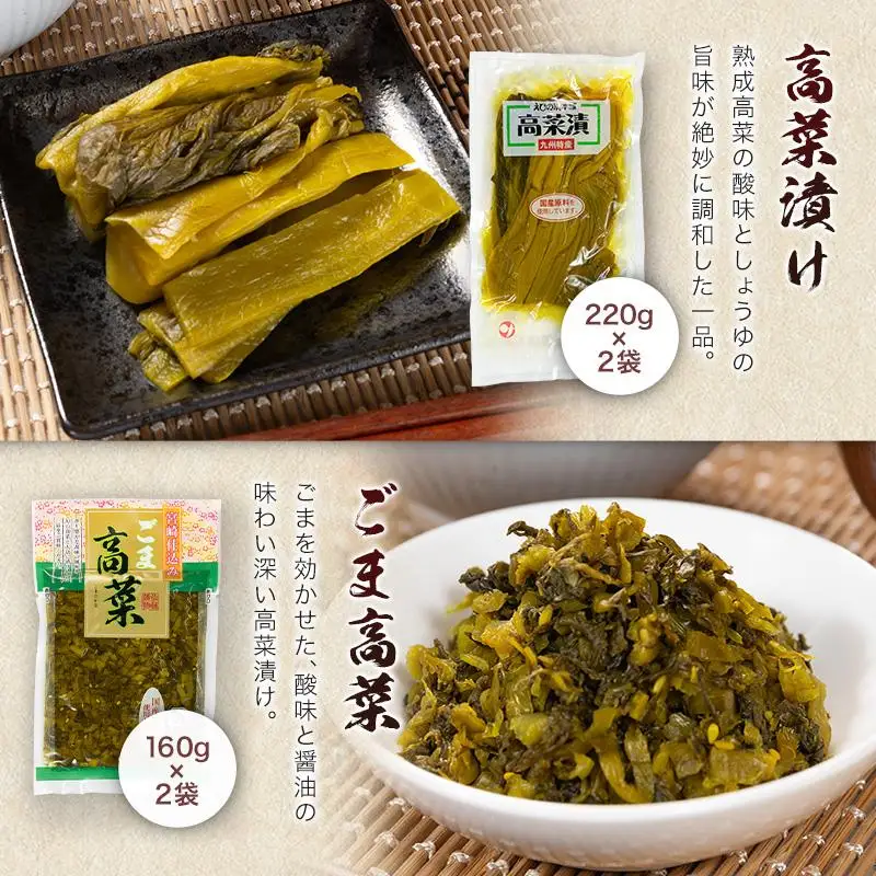 「霧島連山」天然水仕込みの高菜漬け 4種 食べ比べ セット 宮崎県産