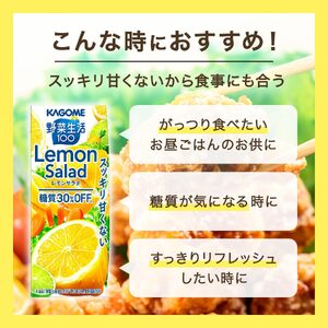 【定期便10ヶ月連続お届け】カゴメ 野菜生活100 レモンサラダ 200ml 48本 野菜ジュース 果実ミックスジュース 紙パック